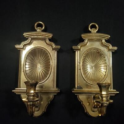 2 Wall Sconces Gold Plastic Pair