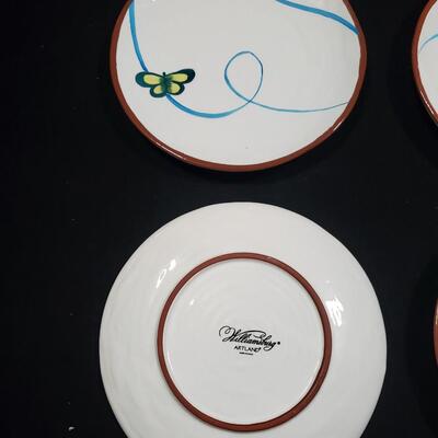 NEW Artland Salad Plates Set Of (4) NIB - BUTTERFLY BREEZE Blue Butterfly Accent