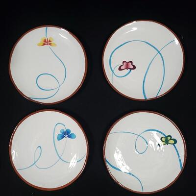 NEW Artland Salad Plates Set Of (4) NIB - BUTTERFLY BREEZE Blue Butterfly Accent