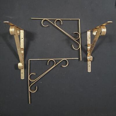 Vintage Gold Wrought Iron Shelf Brackets