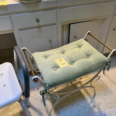 Shower Chair and metal vanity stool