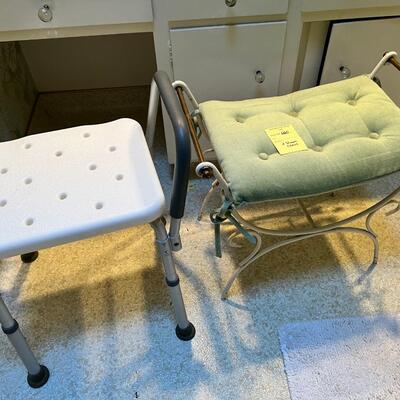 Shower Chair and metal vanity stool