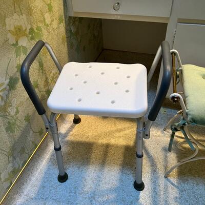 Shower Chair and metal vanity stool