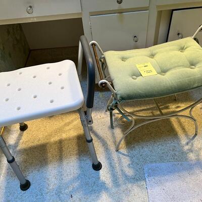 Shower Chair and metal vanity stool