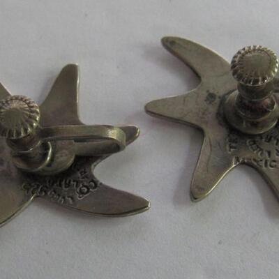 Vintage Sterling Silver Swank Tie Pin and Sterling and Abalone Earrings, Mexico