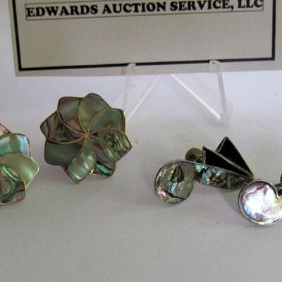 2 Pair Vintage Mexico Sterling and Abalone Shell Earrings