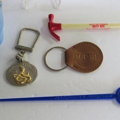 Lot of Vintage Advertising Smalls, American Airlines Swizzle Stick, Pepsi Key Ring, More