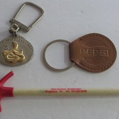 Lot of Vintage Advertising Smalls, American Airlines Swizzle Stick, Pepsi Key Ring, More