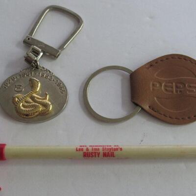 Lot of Vintage Advertising Smalls, American Airlines Swizzle Stick, Pepsi Key Ring, More
