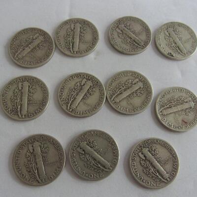 11 Silver Mercury Dimes