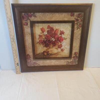 Framed Floral Wall Picture  - 22'' X 22''