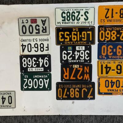 1953-1954 "Wheaties" miniature License Plate Collection