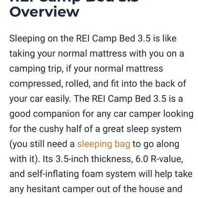 REI Camp Bed 3.5