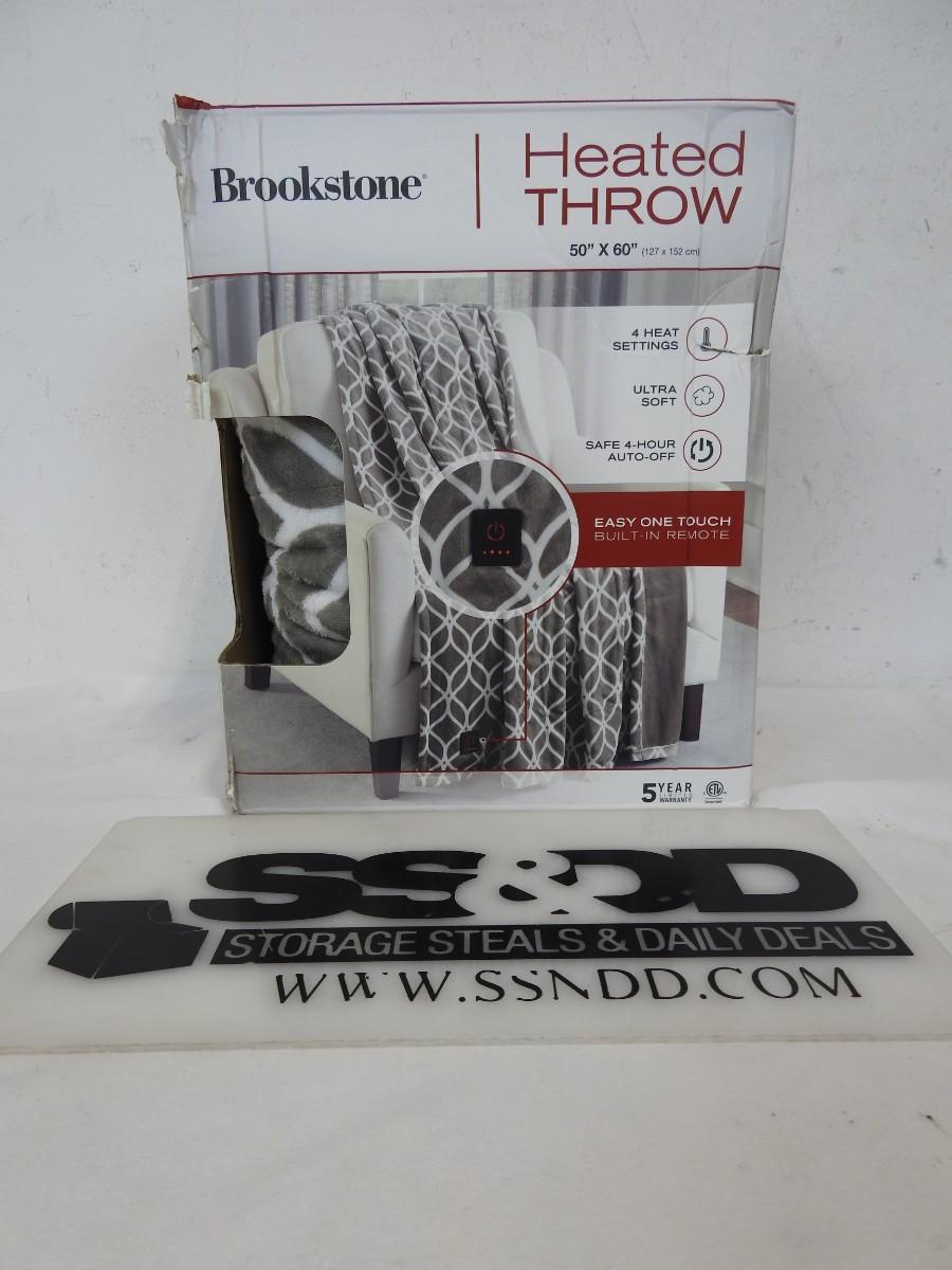 Brookstone Heated ThrowOne Touch BuiltIn RemoteGray/White50"x60"Doesn't Work