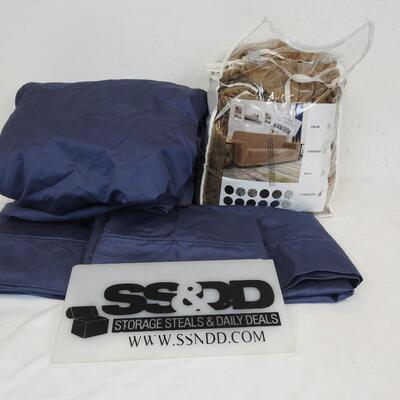 Kirkland Sheet Set W/4 Pillow Cases-King-Blue & Xunuu Stretch Xl Sofa Cover-Used
