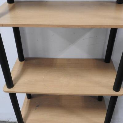 5 Shelf Unit, Light Wood & Black Plastic, 57 1/2 " x  23 3/4" x 12"