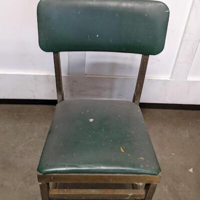 4 Vintage Wooden Foldable Padded Chairs, 3 Green & 1 Tan - Used, Poor Condition