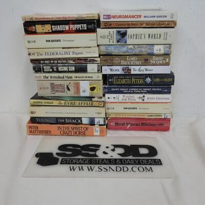 24 Paperback Books: Grisham, Crichton, Clancy, Porter, Matthiessen & More-Used
