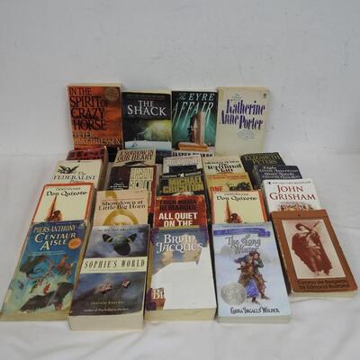 24 Paperback Books: Grisham, Crichton, Clancy, Porter, Matthiessen & More-Used