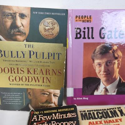 12 Non-Fiction Hardback /Paperback Books: Malcolm X, Shatner, Larry King,Rooney