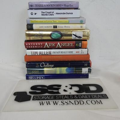11 Hardback Books: To Kill A Mocking Bird, Ark Angel, Crazy Horse, Becoming-Used