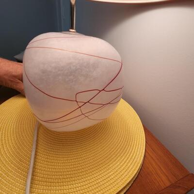 Glass Table Lamp  with Orange Fenchel Shade