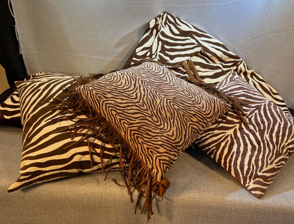 Zebra Print Pillows 5 All Brown Tone
