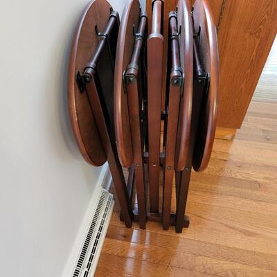 4 Oval Folding Tables with Storage rack 23x16x25H