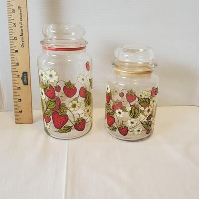 Vintage Glass Hand Painted Strawberry Canisters