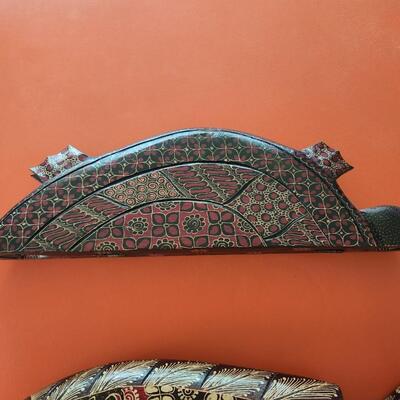Decorative Turtle & Fish Pysanky Ukraine Hand Made Wood Egg Display Trays