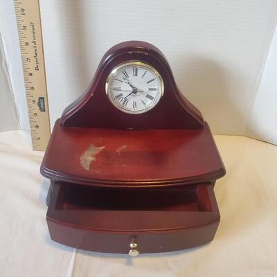 Wooden Clock with Drawer