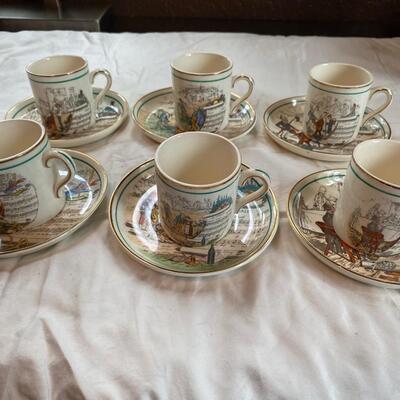 Vintage French opera demitasse set of 6 cups and saucers