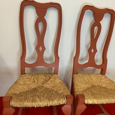 Red Rushed Seat Chairs