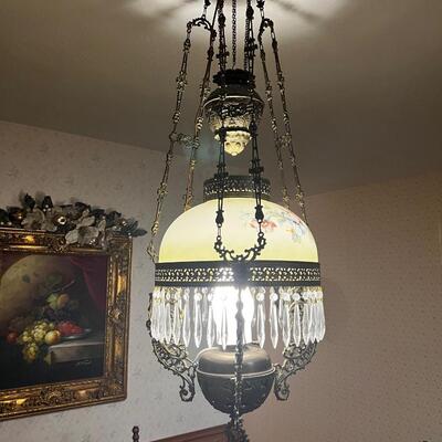 Original Victorian Oil Lamp Light Fixture