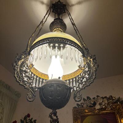 Original Victorian Oil Lamp Light Fixture