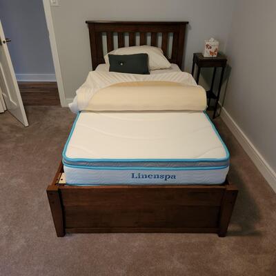 Clean Twin Bed Frame with Linenspa Mattress