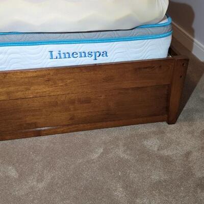 Clean Twin bed Wood Frame with a Linenspa Mattress