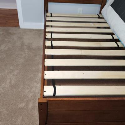 Clean Twin bed Wood Frame with a Linenspa Mattress