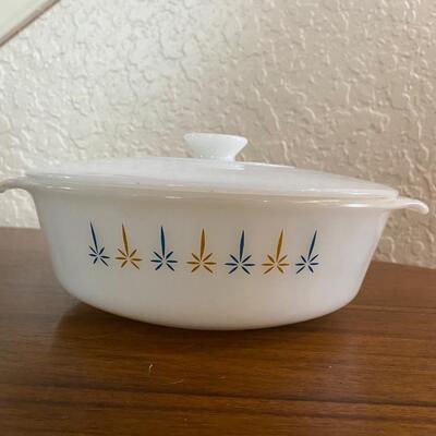 Vintage Fire King covered casserole dish