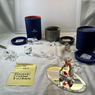 Swarwski Crystal animals 3 with boxes, mirror