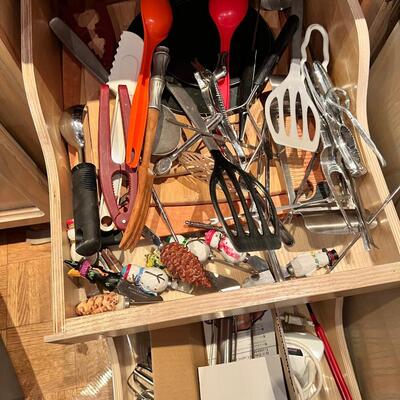 Knives, hand beaters, and kitchen utensils