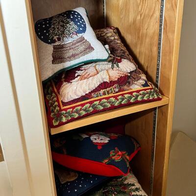 Linens, tablecloths, many pillows