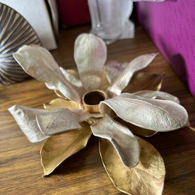 Godinger 4 Lotus Crystal Candle Holders, Table art