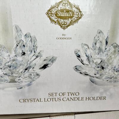 Godinger 1 large  Lotus Crystal Candle 2 medium  Holders, Leaf salad bowl