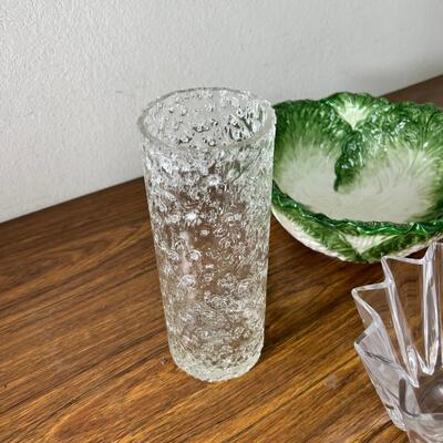 Godinger 1 large  Lotus Crystal Candle 2 medium  Holders, Leaf salad bowl
