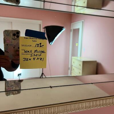 MCM Framed White wall mirror with shelf