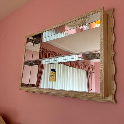 MCM Framed White wall mirror with shelf