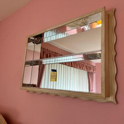 MCM Framed White wall mirror with shelf