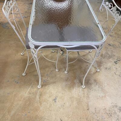 Vintage Glass Top Iron Outdoor Table 