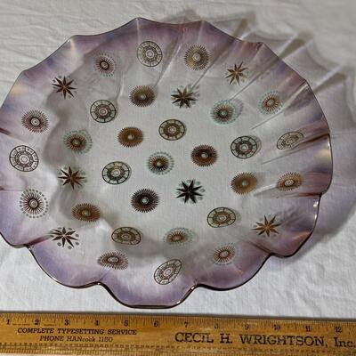 Vintage Dorothy Thorpe Atomic Starburst Round Fluted Edge Serving Platter, Like New